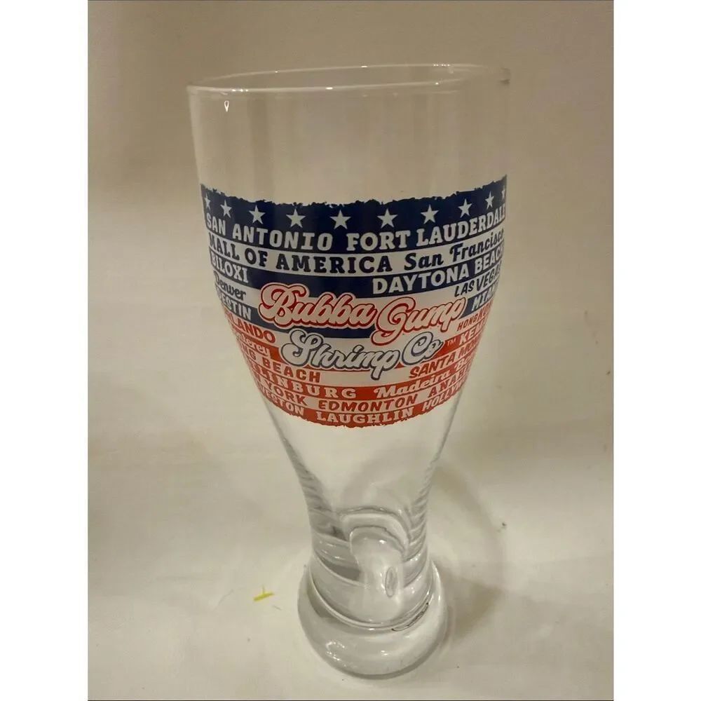 Bubba Gump Shrimp Co Restaurant White Blue Orange 20 Oz Beer Bar Cocktail Glass